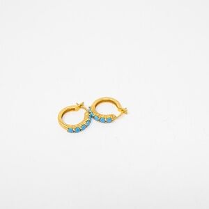 Sierra Winter Jewelry Karma Gold Vermeil Turquoise Stone Mini Hoop Earrings